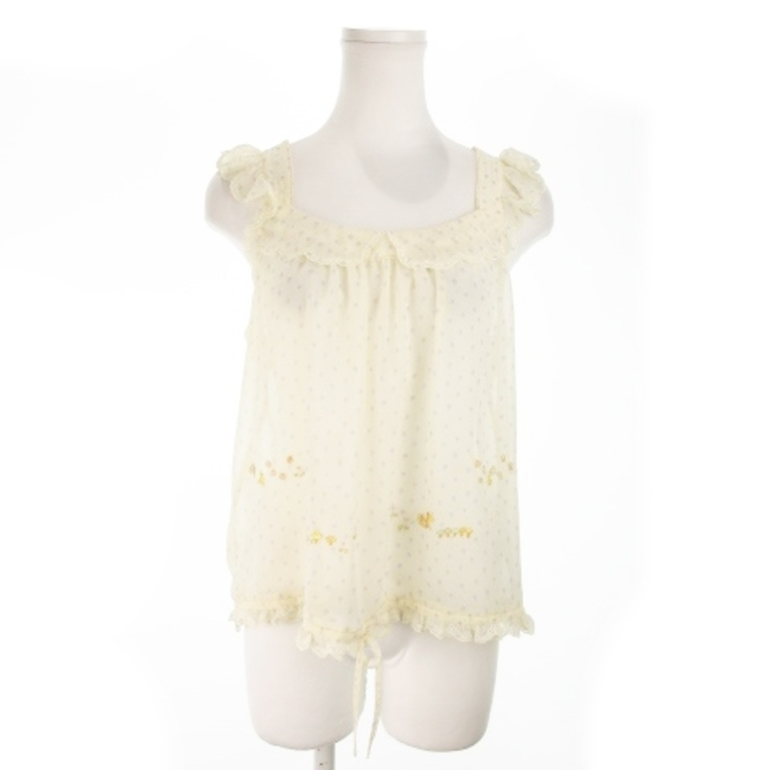 franche lippee(フランシュリッペ)のフランシュリッペ ブラウス シースルー ノースリーブ 花柄 M ベージュ レディースのトップス(シャツ/ブラウス(半袖/袖なし))の商品写真