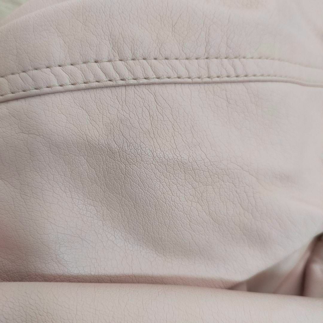 しまむら(シマムラ)のレディース フェイクレザージャケット アウター 春 スプリング ピンク 合皮 M レディースのジャケット/アウター(ライダースジャケット)の商品写真