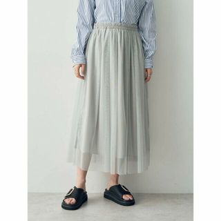 イェッカヴェッカ(YECCA VECCA)の【ライトグレー】ラメチュールギャザースカート/24SS(ロングスカート)