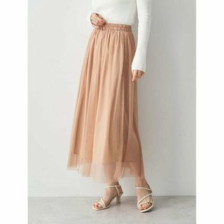 イェッカヴェッカ(YECCA VECCA)の【ピンクベージュ】ラメチュールギャザースカート/24SS(ロングスカート)