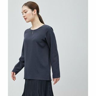 ロペ(ROPE’)の【ネイビー（40）】シルクライクサテン長袖Tシャツ(カットソー(長袖/七分))