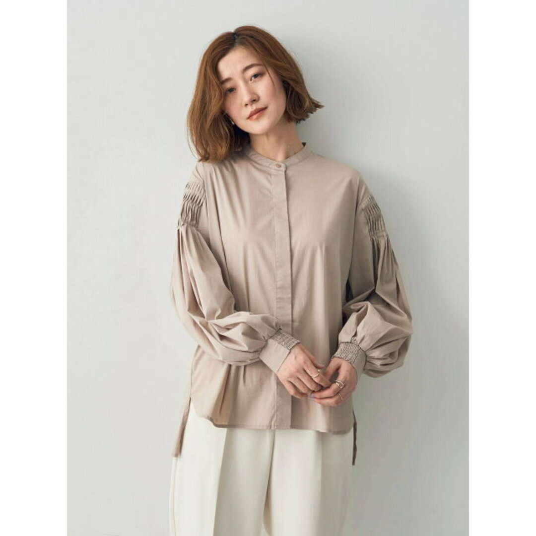 YECCA VECCA(イェッカヴェッカ)の【ベージュ】ピンタックボリュームスリーブシャツ/24SS レディースのトップス(シャツ/ブラウス(長袖/七分))の商品写真