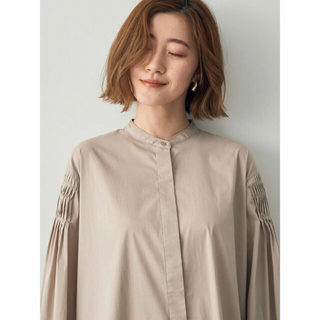 YECCA VECCA(イェッカヴェッカ)の【ベージュ】ピンタックボリュームスリーブシャツ/24SS レディースのトップス(シャツ/ブラウス(長袖/七分))の商品写真