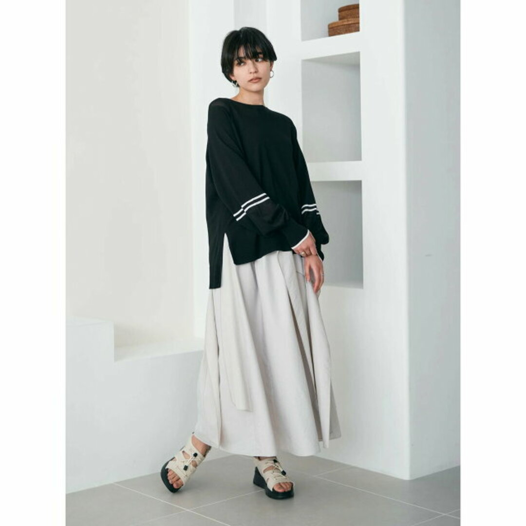 YECCA VECCA(イェッカヴェッカ)の【ホワイト】シアーMIXラインニット/24SS レディースのトップス(ニット/セーター)の商品写真