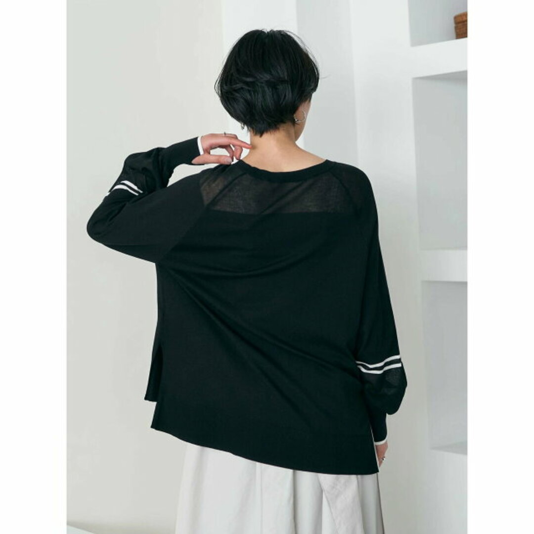 YECCA VECCA(イェッカヴェッカ)の【ホワイト】シアーMIXラインニット/24SS レディースのトップス(ニット/セーター)の商品写真