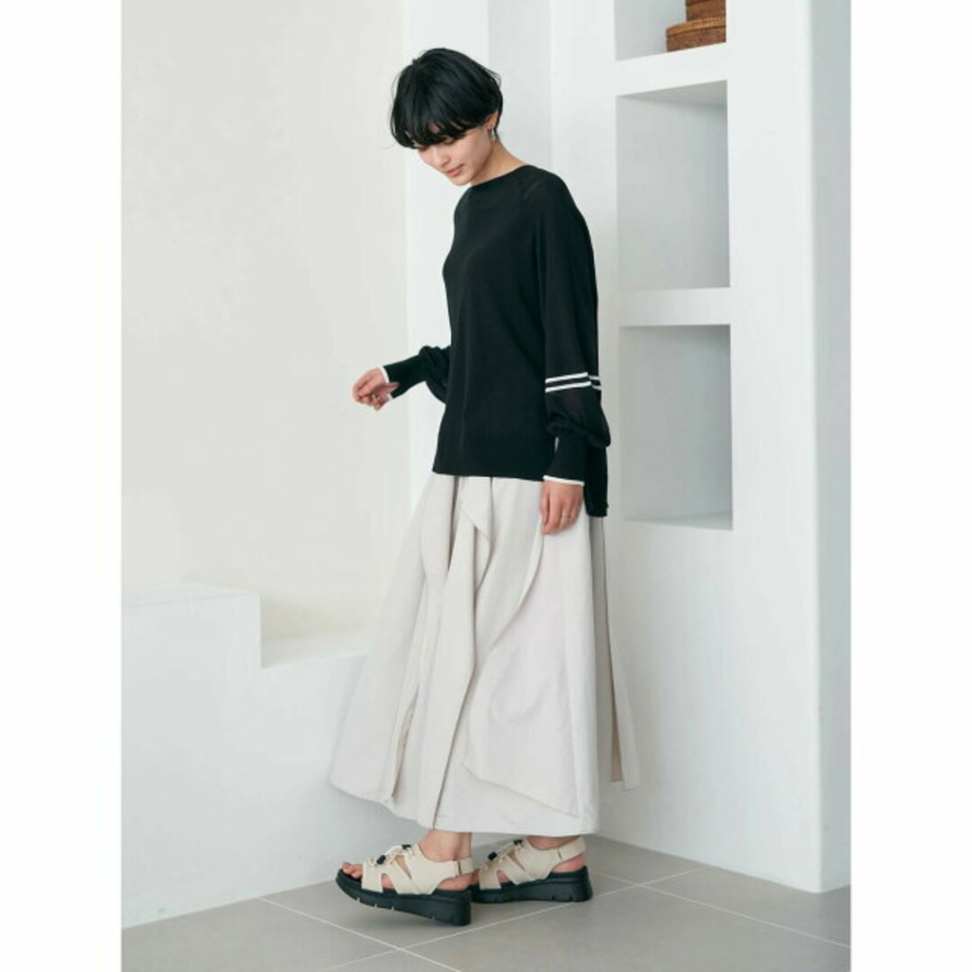 YECCA VECCA(イェッカヴェッカ)の【ホワイト】シアーMIXラインニット/24SS レディースのトップス(ニット/セーター)の商品写真