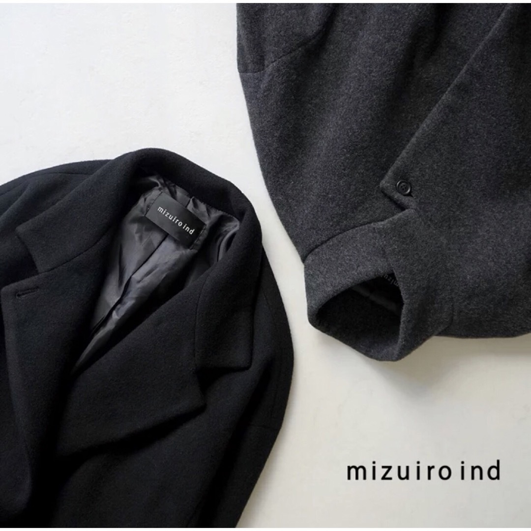 mizuiro ind(ミズイロインド)のmizuiro ind    stand collar wool CT レディースのジャケット/アウター(ロングコート)の商品写真