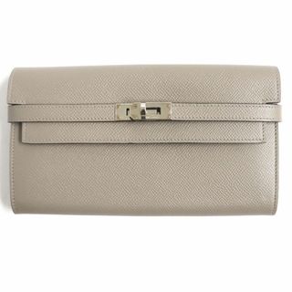 エルメス(Hermes)の極美品▼HERMES エルメス ケリーウォレット ヴォーエプソン レザーウォレット/長財布 グリアスファルト シルバー金具 フランス製 C刻印(長財布)