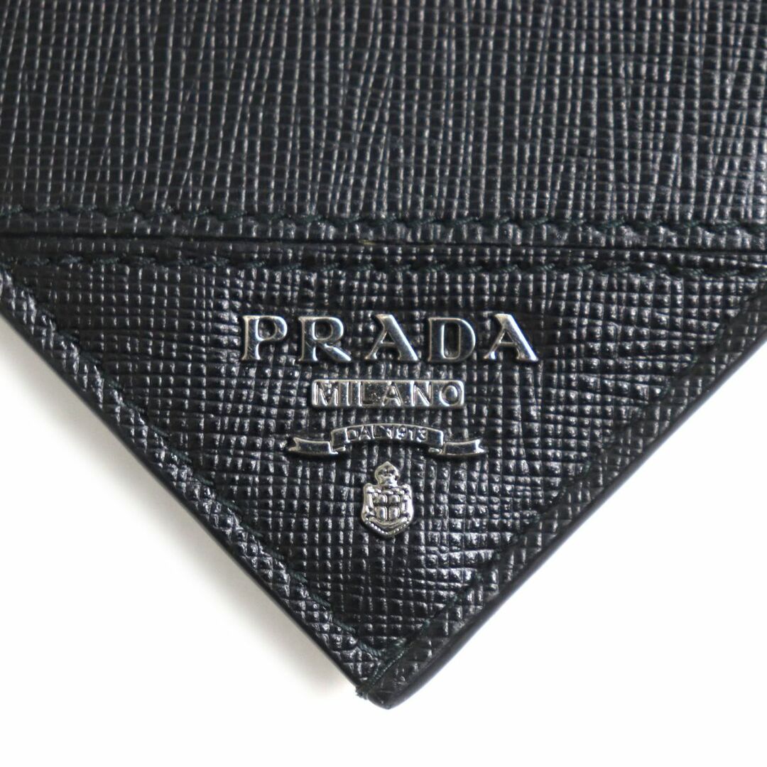 PRADA(プラダ)の極美品▼PRADA プラダ 2MV341 ロゴ金具付き サイファーノレザー 2つ折り長財布/札入れ ブラック シルバー金具 伊製 メンズ 箱付き メンズのファッション小物(長財布)の商品写真