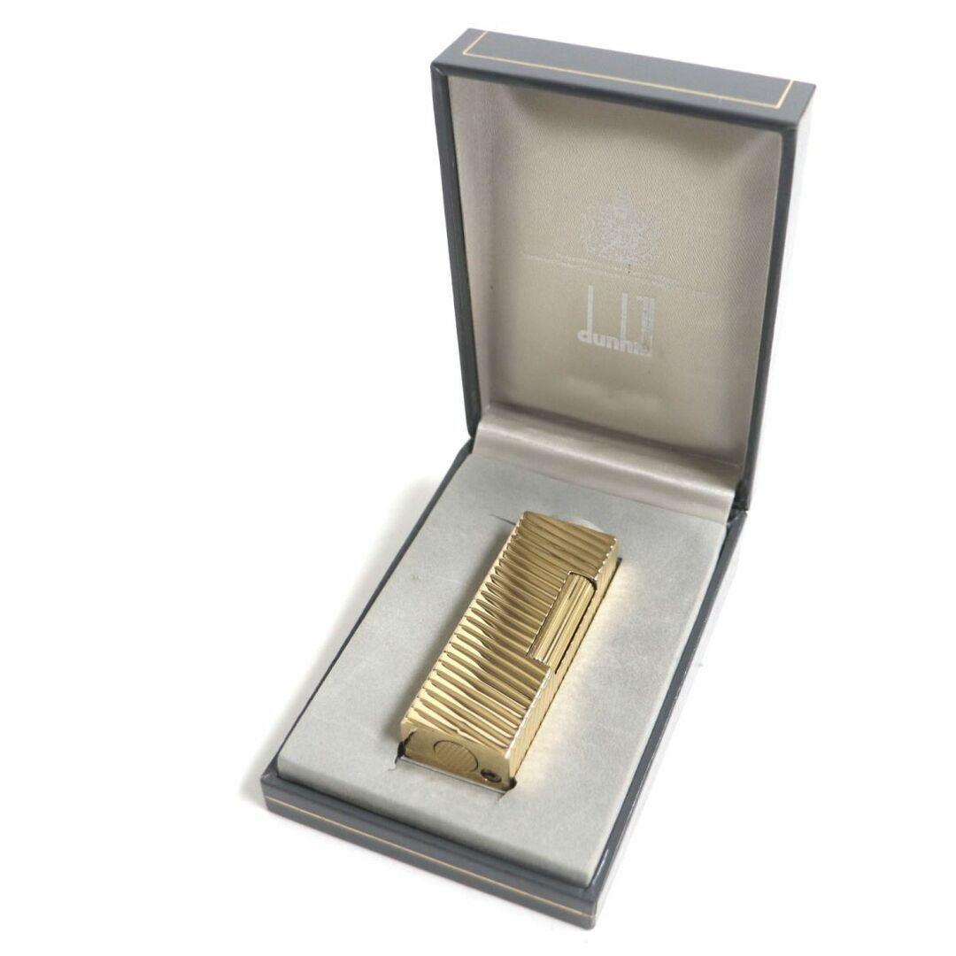 Dunhill(ダンヒル)の極美品▼dunhill ダンヒル ストライプ柄 スクエア アウタージャケット 18K ローラー式 ガスライター ゴールド スイス製 総重量98.8g ケース メンズのファッション小物(タバコグッズ)の商品写真