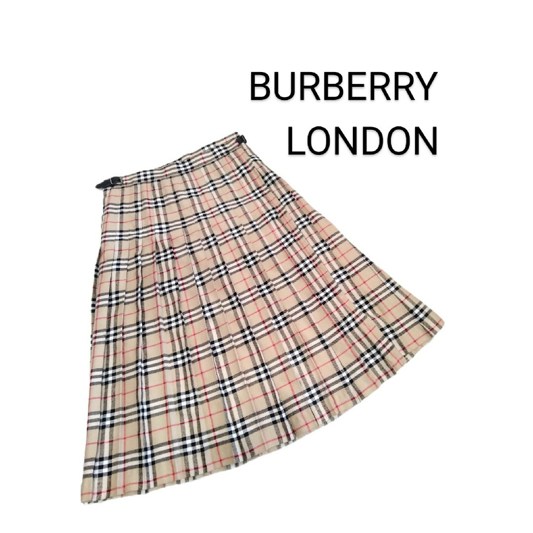 BURBERRY(バーバリー)のバーバリーロンドン 巻きスカート プリーツ ノバチェック 裏地 ベージュ XL レディースのスカート(ひざ丈スカート)の商品写真