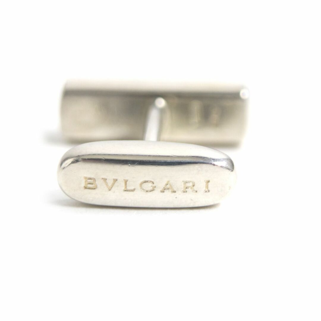 BVLGARI(ブルガリ)の良品▼BVLGARI ブルガリ ロゴ刻印入り SV925 カフスボタン/カフリンクス シルバー イタリア製 メンズ ビジネス◎ 総重量11.5g 革袋付き メンズのファッション小物(カフリンクス)の商品写真