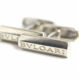 BVLGARI - 良品▼BVLGARI ブルガリ ロゴ刻印入り SV925 カフスボタン/カフリンクス シルバー イタリア製 メンズ ビジネス◎ 総重量11.5g 革袋付き