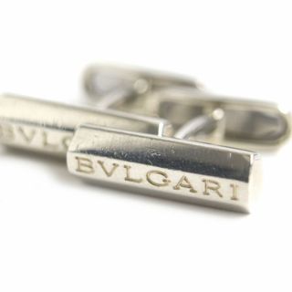 ブルガリ(BVLGARI)の良品▼BVLGARI ブルガリ ロゴ刻印入り SV925 カフスボタン/カフリンクス シルバー イタリア製 メンズ ビジネス◎ 総重量11.5g 革袋付き(カフリンクス)