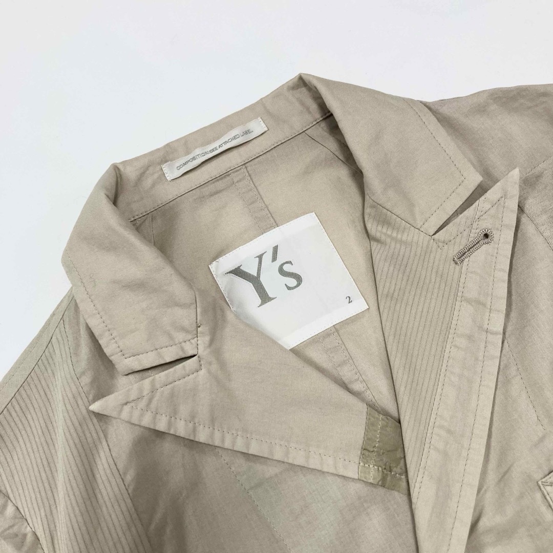 Y's(ワイズ)のY's 19SS コットンリネン 切替 3Bジャケット ベージュ2 レディースのジャケット/アウター(テーラードジャケット)の商品写真