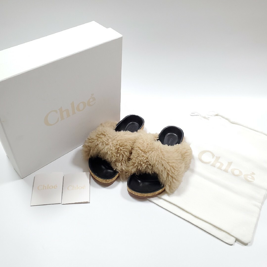 Chloe(クロエ)のChloe クロエ ファーサンダル ベージュ 36 レディースの靴/シューズ(サンダル)の商品写真