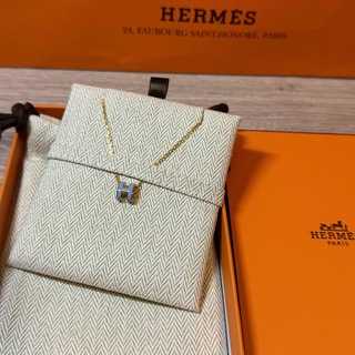 エルメス(Hermes)の【新品未使用】エルメス　ミニポップアッシュ　ネックレス　水色✖️イエローゴールド(ネックレス)