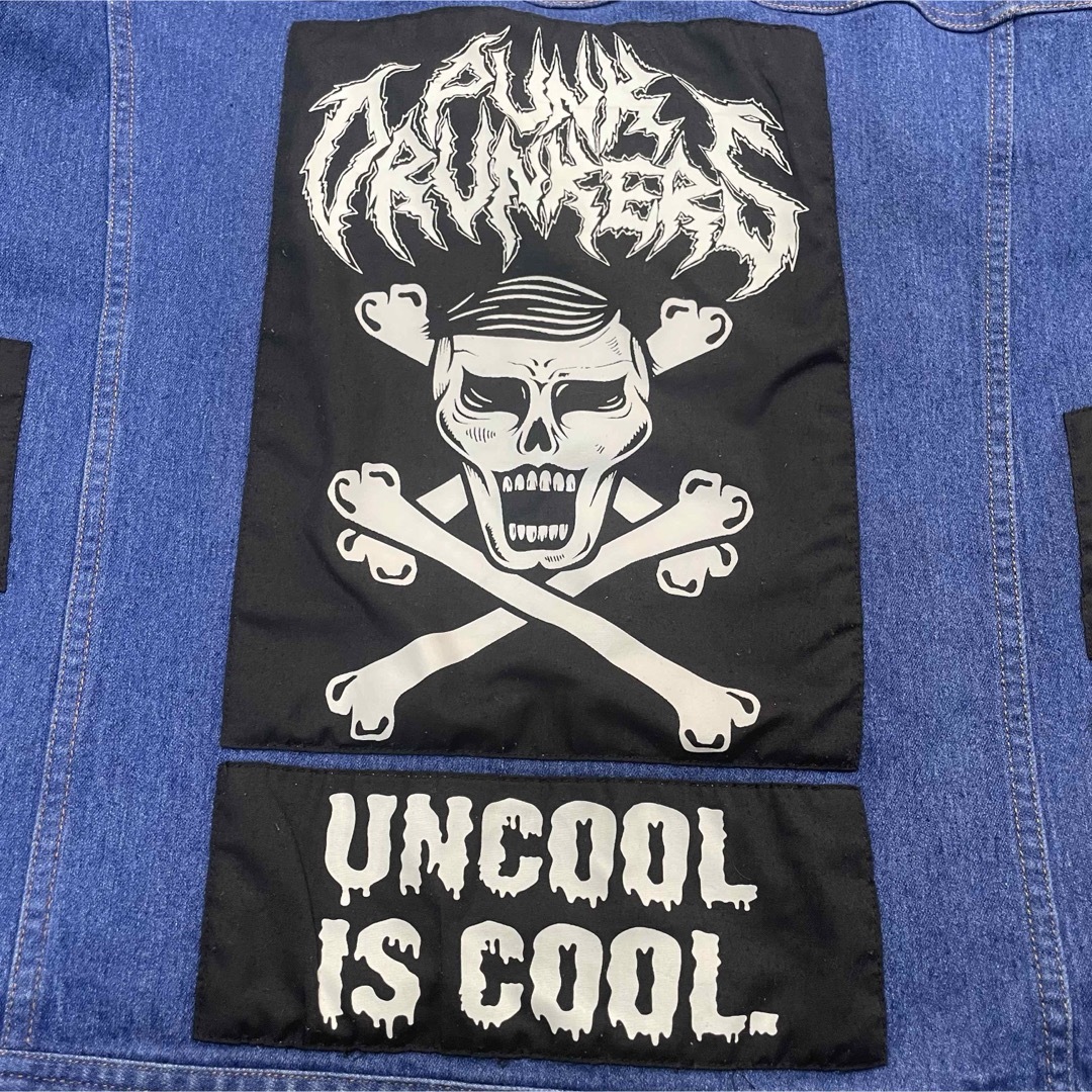 PUNK DRUNKERS(パンクドランカーズ)の【超希少品・入手困難】パンクドランカーズ　デニムジャケット　ドクロ　野良猫　M メンズのジャケット/アウター(Gジャン/デニムジャケット)の商品写真