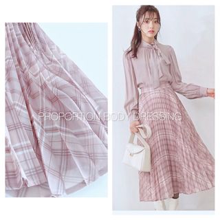 プロポーションボディドレッシング(PROPORTION BODY DRESSING)の新品❤️ PROPORTION チェックプリーツスカート　アプワイザーリッシェ(ロングスカート)