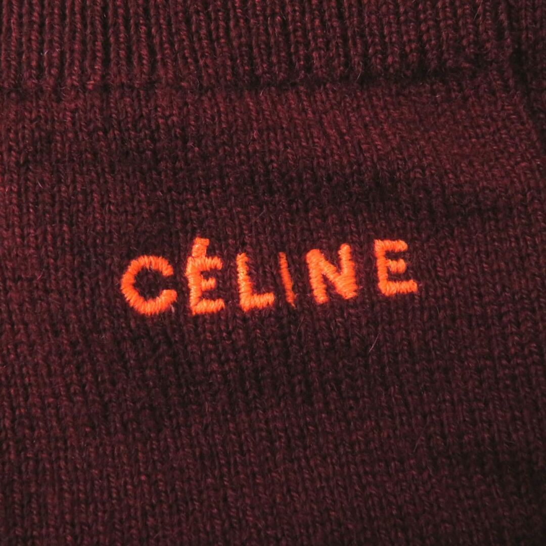 celine(セリーヌ)の美品◎正規品 伊製 CELINE セリーヌ 25L255979 レディース カシミヤ100％ 配色デザイン ニットカーディガン ロゴ刺繍 ボルドー×紺 XS レディースのトップス(カーディガン)の商品写真