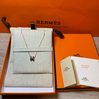 エルメス(Hermes)の【新品未使用】エルメス　ミニポップアッシュ　ネックレス　黒✖️ピンクゴールド(ネックレス)