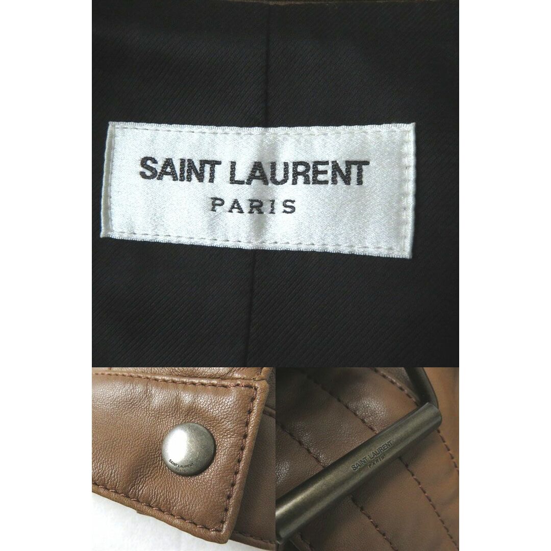 Saint Laurent(サンローラン)の極美品◎正規品 20-21AW SAINT LAURENT PARIS サンローラン パリ 644265 レディース ラムレザー ライダースジャケット 茶 34 ガーメント付 レディースのジャケット/アウター(ライダースジャケット)の商品写真