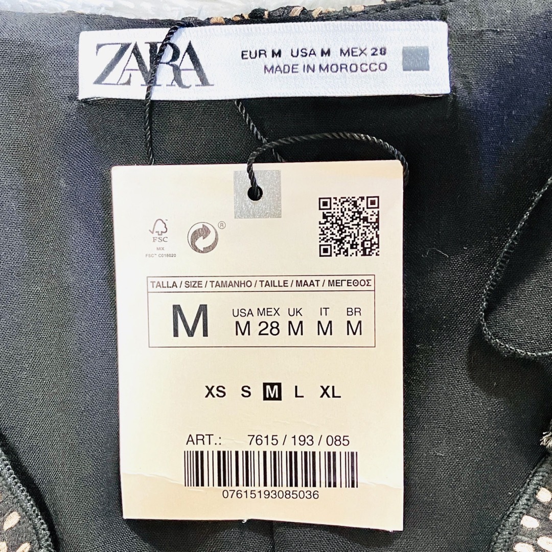 ZARA(ザラ)の新品未使用✨ ZARA Vネック ギャザー チュニック 水玉 ドット M レディースのワンピース(ひざ丈ワンピース)の商品写真