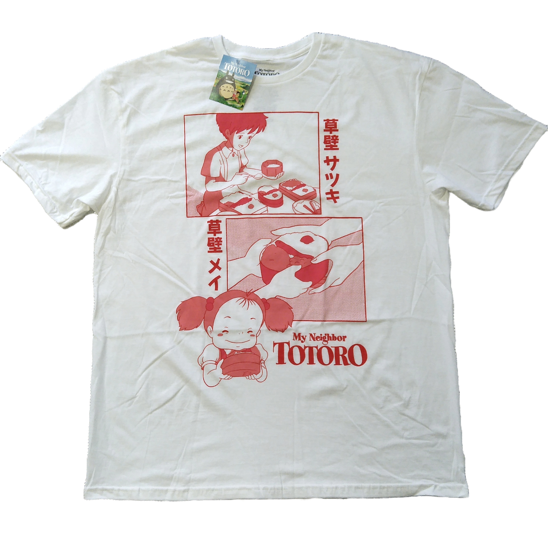 ジブリ(ジブリ)のとなりのトトロ　Tシャツ　XL　白　ジブリ　映画Tシャツ　ムービーTシャツ * メンズのトップス(Tシャツ/カットソー(半袖/袖なし))の商品写真