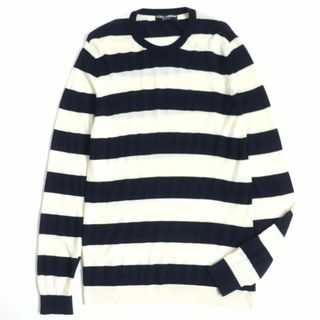 ドルチェアンドガッバーナ(DOLCE&GABBANA)の美品▼黒タグ ドルチェ＆ガッバーナ ボーダー柄 カシミヤ100% 長袖ニットセーター/プルオーバー ネイビー×ホワイト 52 メンズ 正規品(ニット/セーター)