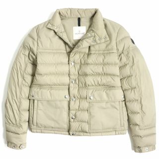 モンクレール(MONCLER)の良品▼21SS MONCLER モンクレール BOUTMY LONGUE SAISON レザーワッペン付き ダウンジャケット 2 ベージュ 正規品 ハンガー・ガーメント付(ダウンジャケット)