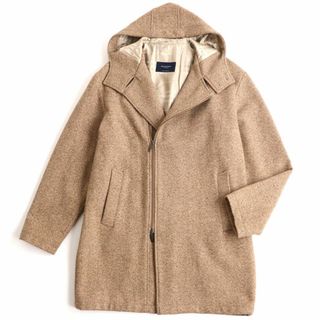 バーバリー(BURBERRY)の良品▼BURBERRY LONDON バーバリーロンドン フード付き ダブルZIP ウールコート ベージュ 50 メンズ 英国製 正規品(その他)