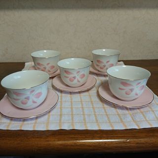 花日記　湯呑み茶碗&茶托　5客セット(食器)