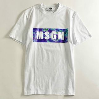 エムエスジイエム(MSGM)の9b26 イタリア製 MSGM エムエスジィエム Tシャツ 半袖カットソー ロゴ プリント XS ホワイト コットン トップス メンズ(Tシャツ/カットソー(半袖/袖なし))