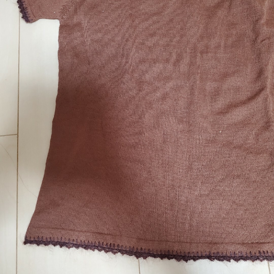 gaminerie(ギャミヌリィ)の未使用　ギャミヌリ　ニット　半袖　茶色 レディースのトップス(ニット/セーター)の商品写真