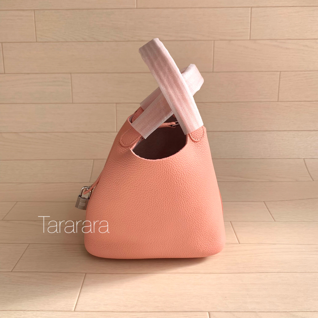 ●leather bucket bag ライトピンクS●本革 レディースのバッグ(トートバッグ)の商品写真