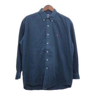 ポロラルフローレン(POLO RALPH LAUREN)の90年代 Polo by Ralph Lauren ポロ ラルフローレン BLAKE ボタンダウン 長袖シャツ トップス ネイビー (メンズ XL) 中古 古着 P8673(シャツ)