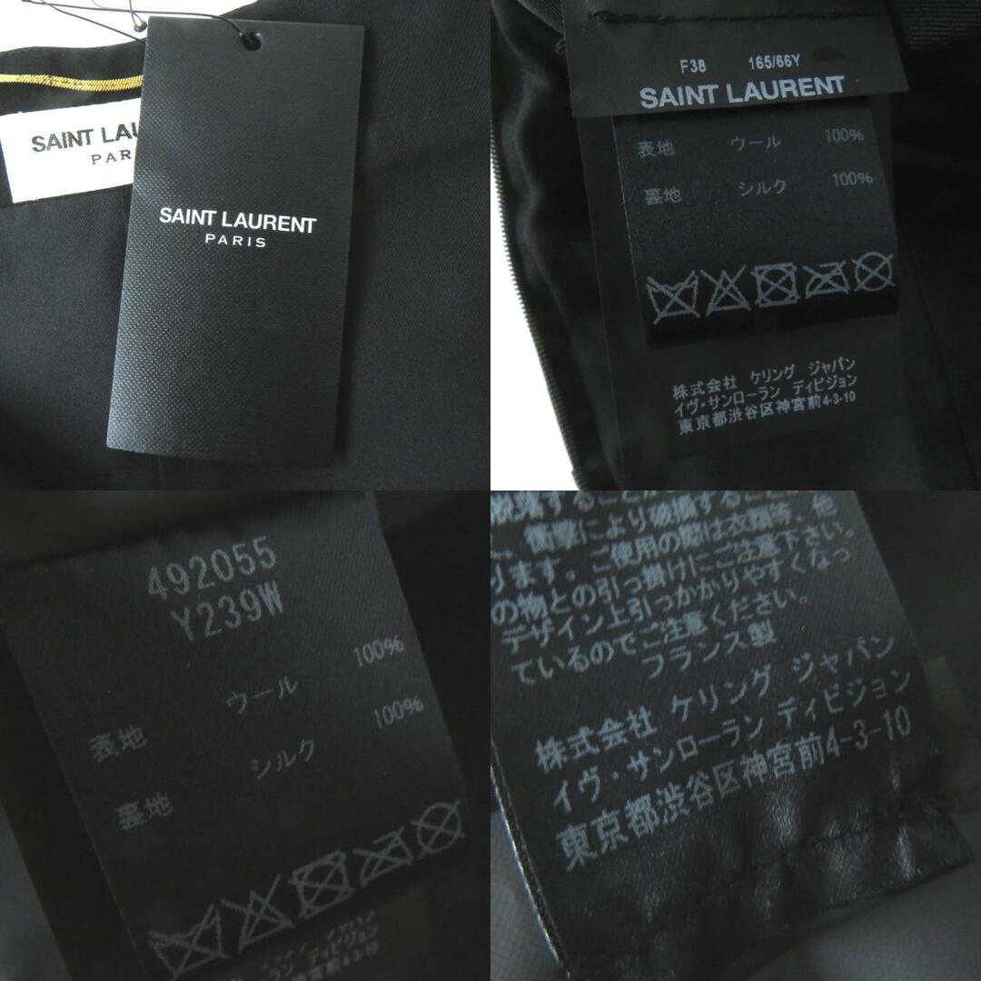 Saint Laurent(サンローラン)の未使用品◎正規品 SAINT LAURENT PARIS サンローラン パリ 492055 ラインストーン装飾 カットオフ アシンメトリー タイトスカート 黒 38 レディースのスカート(その他)の商品写真