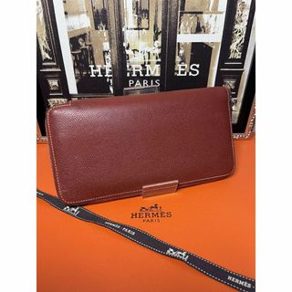 エルメス(HERMES)の☆正規超美品☆エルメス　ラウンドファスナー長財　ヴォーエプソン　ブラウン♪(財布)