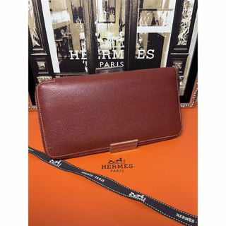 エルメス(Hermes)の☆正規超美品☆エルメス　ラウンドファスナー長財　ヴォーエプソン　ブラウン♪(財布)