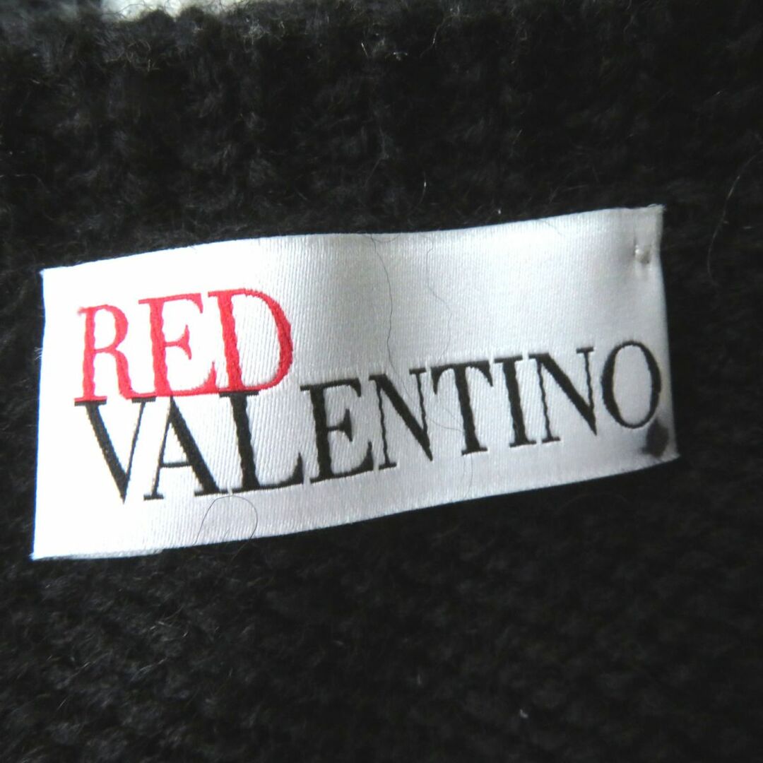 RED VALENTINO(レッドヴァレンティノ)の極美品◎正規品 RED VALENTINO レッド ヴァレンティノ モヘア混 長袖 ニットプルオーバー ブラック×ホワイト ボーダー柄 S ダメージ加工 レディースのトップス(ニット/セーター)の商品写真