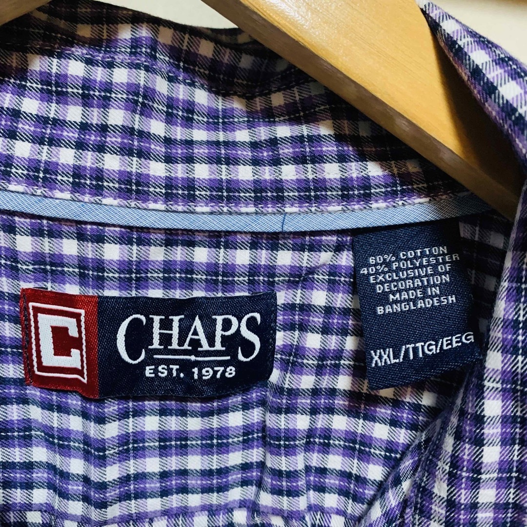 CHAPS(チャップス)のチャップス チェック柄 長袖ボタンダウンシャツ XXL パープル CHAPS メンズのトップス(シャツ)の商品写真