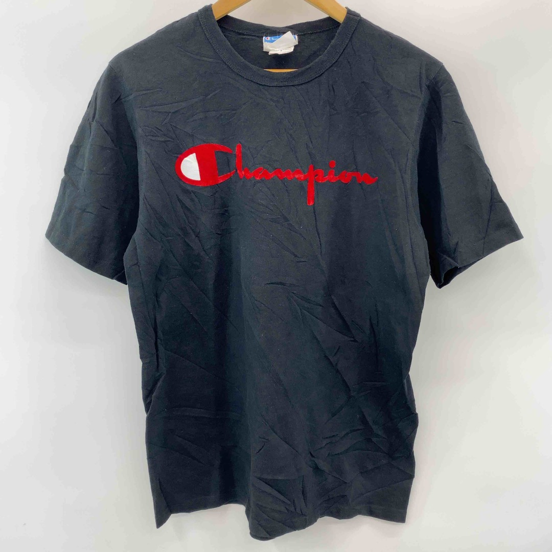 Champion(チャンピオン)のChampion メンズ チャンピオン  ロゴプリント ベロア Tシャツ 半袖 黒 メンズのトップス(Tシャツ/カットソー(半袖/袖なし))の商品写真