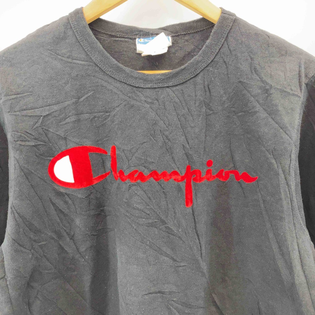 Champion(チャンピオン)のChampion メンズ チャンピオン  ロゴプリント ベロア Tシャツ 半袖 黒 メンズのトップス(Tシャツ/カットソー(半袖/袖なし))の商品写真