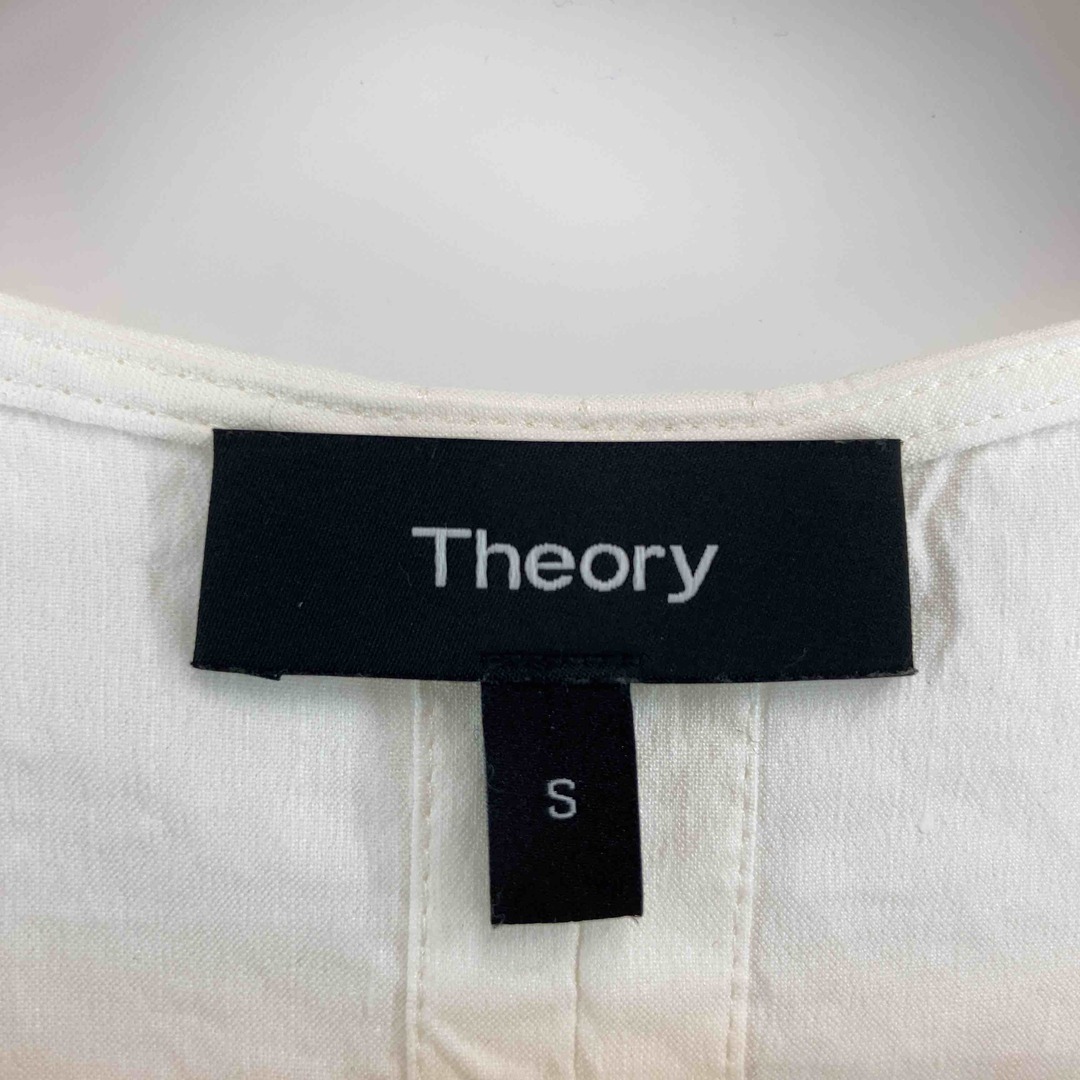 theory(セオリー)のtheory レディース セオリー ブラウス　袖なし　麻混　白 レディースのトップス(シャツ/ブラウス(半袖/袖なし))の商品写真