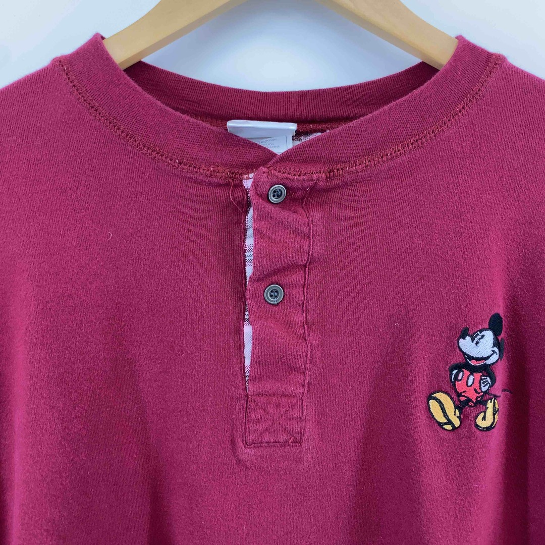 Disney(ディズニー)のDisney ディズニー メンズ ロンT Tシャツ 長袖 ハーフボタン　ロゴ刺繍 メンズのトップス(Tシャツ/カットソー(七分/長袖))の商品写真