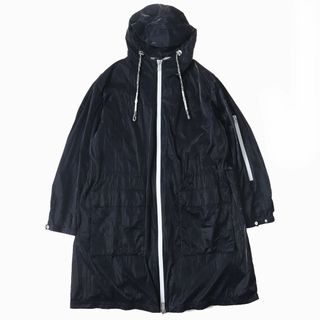 エンポリオアルマーニ(Emporio Armani)の美品△正規品 黒タグ エンポリオアルマーニ 3K1L99 1NZUZ EXTRA SHINY GLASS バックロゴ ZIPUP フーデットコート ダークネイビー 46 メンズ(その他)