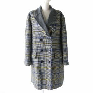 バーバリー(BURBERRY)の極美品△バーバリーロンドンイングランド 8006306 チェック柄×千鳥格子柄 カシミヤ混 ダブルブレストコート グレー×マルチ 34 レディース(その他)