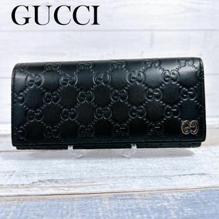 グッチ(Gucci)のGUCCI グッチ 二つ折り長財布 グッチシマ 481727 ドリアン ブラック(長財布)