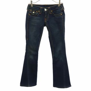 トゥルーレリジョン ブーツカット デニムパンツ 24 ネイビー TRUE RELIGION ジーパン レディース 【中古】  【240226】