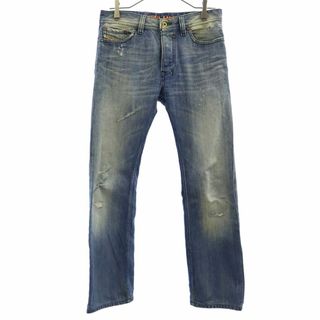 DIESEL - ディーゼル イタリア製 ロゴワッペン ストレート デニムパンツ W27 ブルー DIESEL SAFADO ジーパン ボタンフライ レディース 【中古】  【240226】